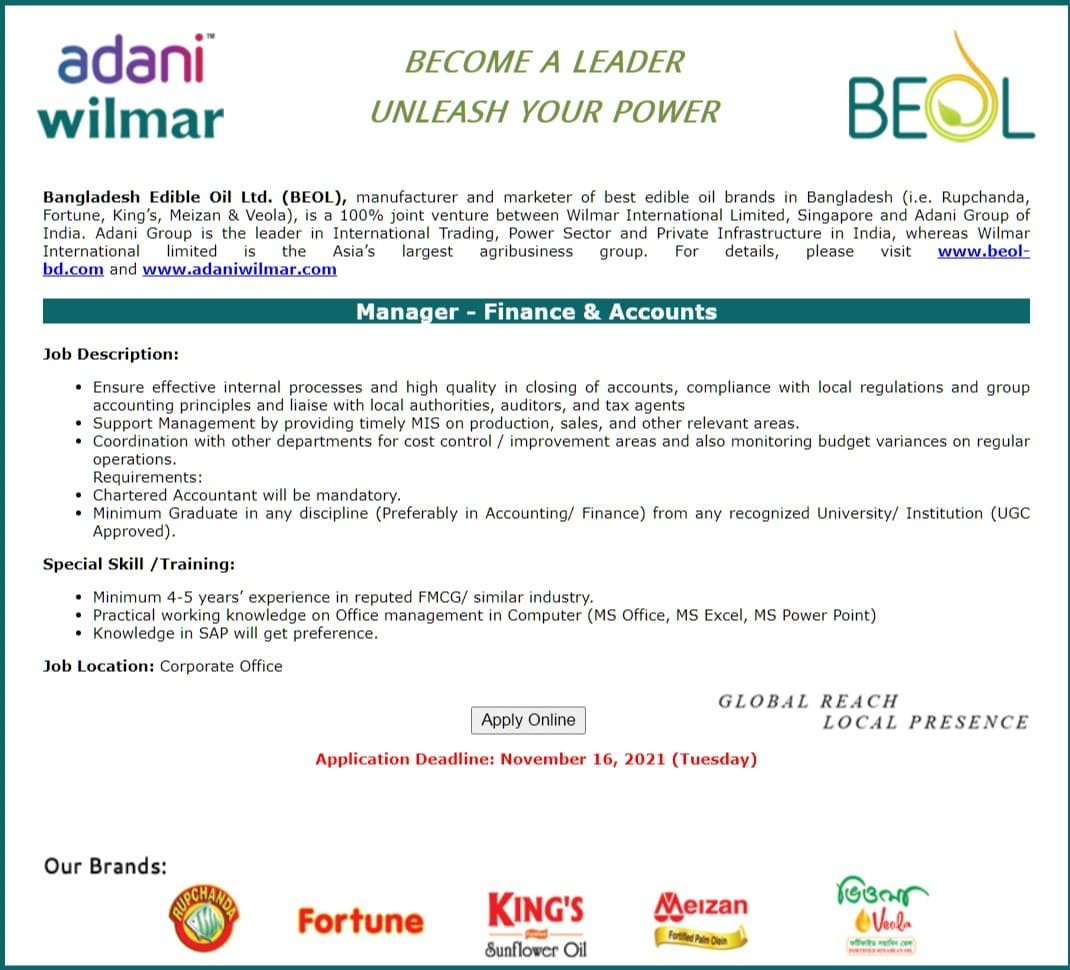 Bangladesh Edible Oil Ltd Job Circular 2021 image PDF Download