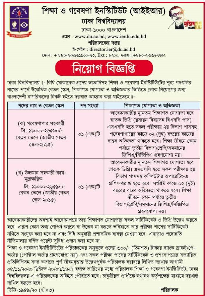 Institute of Education and Research Job Circular PDF & Image Download